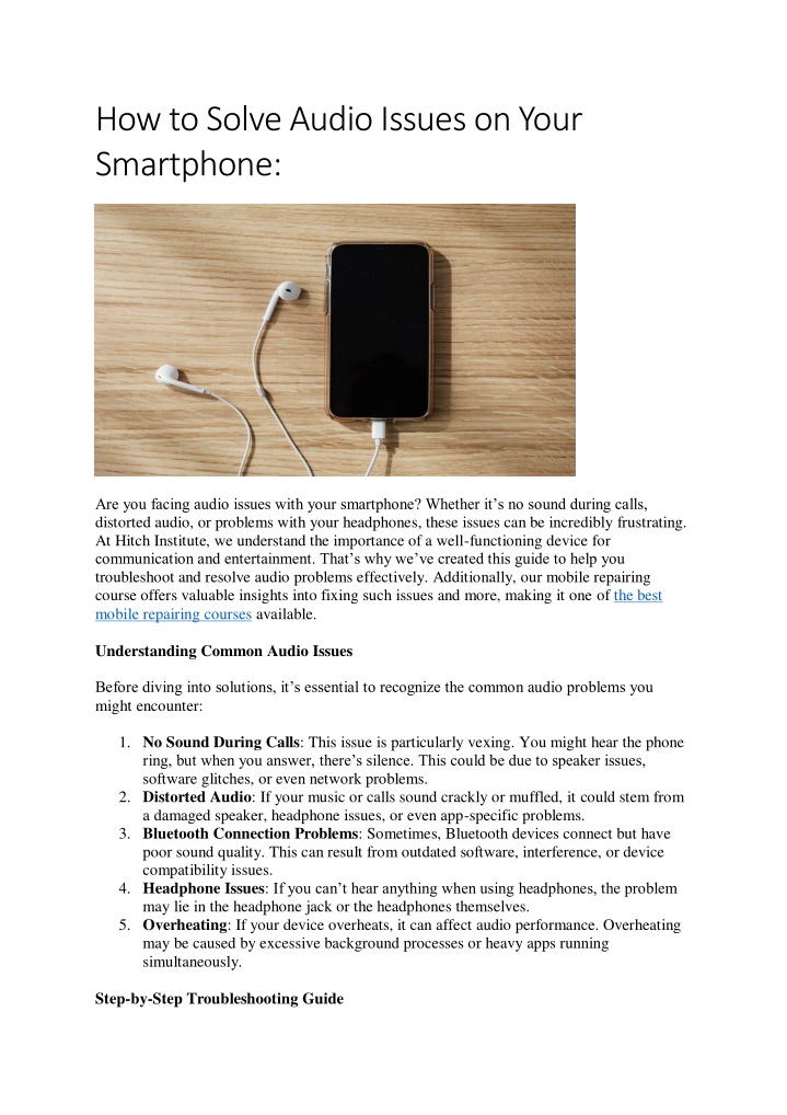 how to solve audio issues on your smartphone