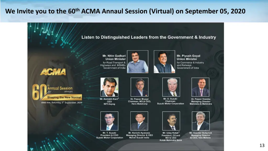 we invite you to the 60 th acma annaul session