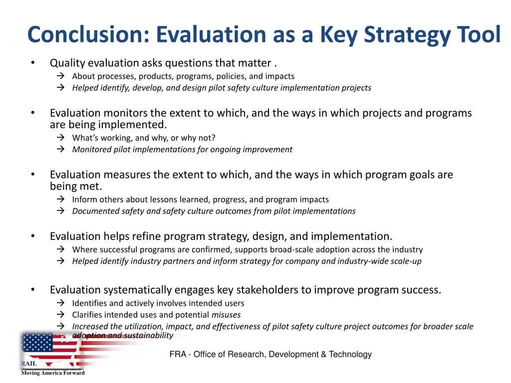 conclusion evaluation as a key strategy tool