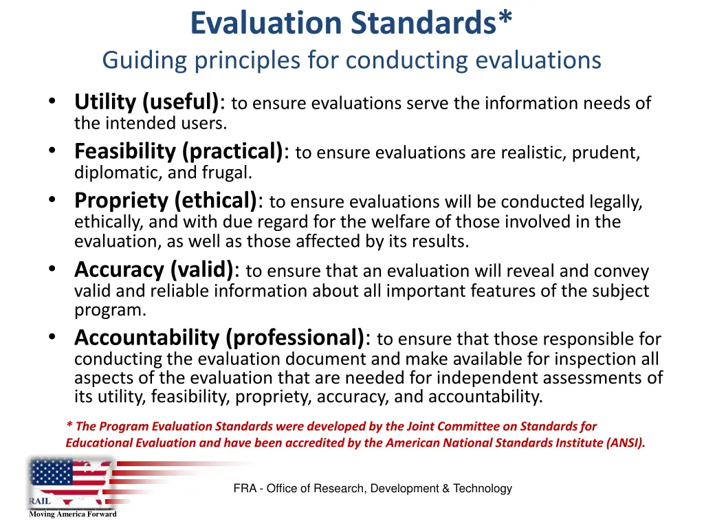 evaluation standards guiding principles