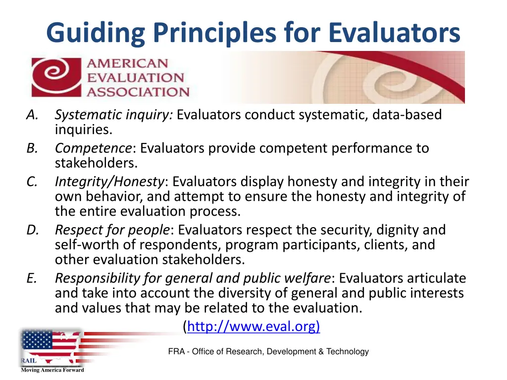 guiding principles for evaluators