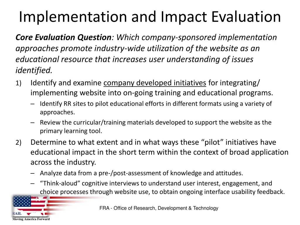 implementation and impact evaluation