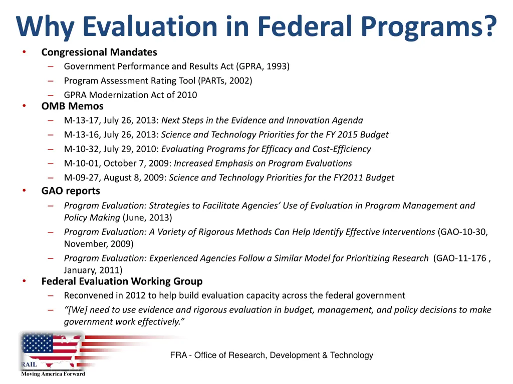 why evaluation in federal programs congressional