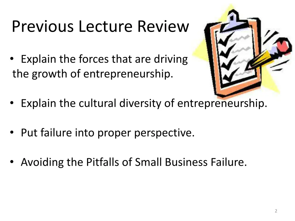 previous lecture review