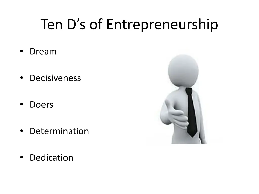 ten d s of entrepreneurship