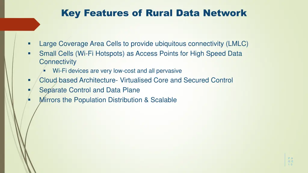 key features of rural data network