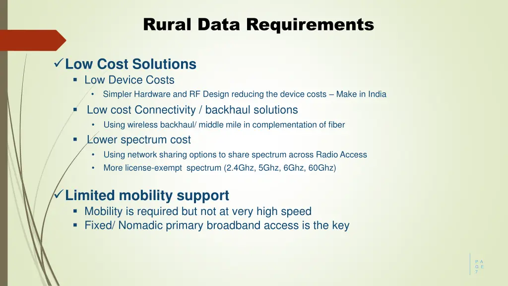 rural data requirements