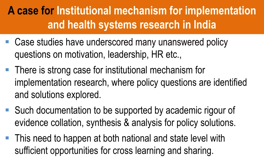 a case for institutional mechanism