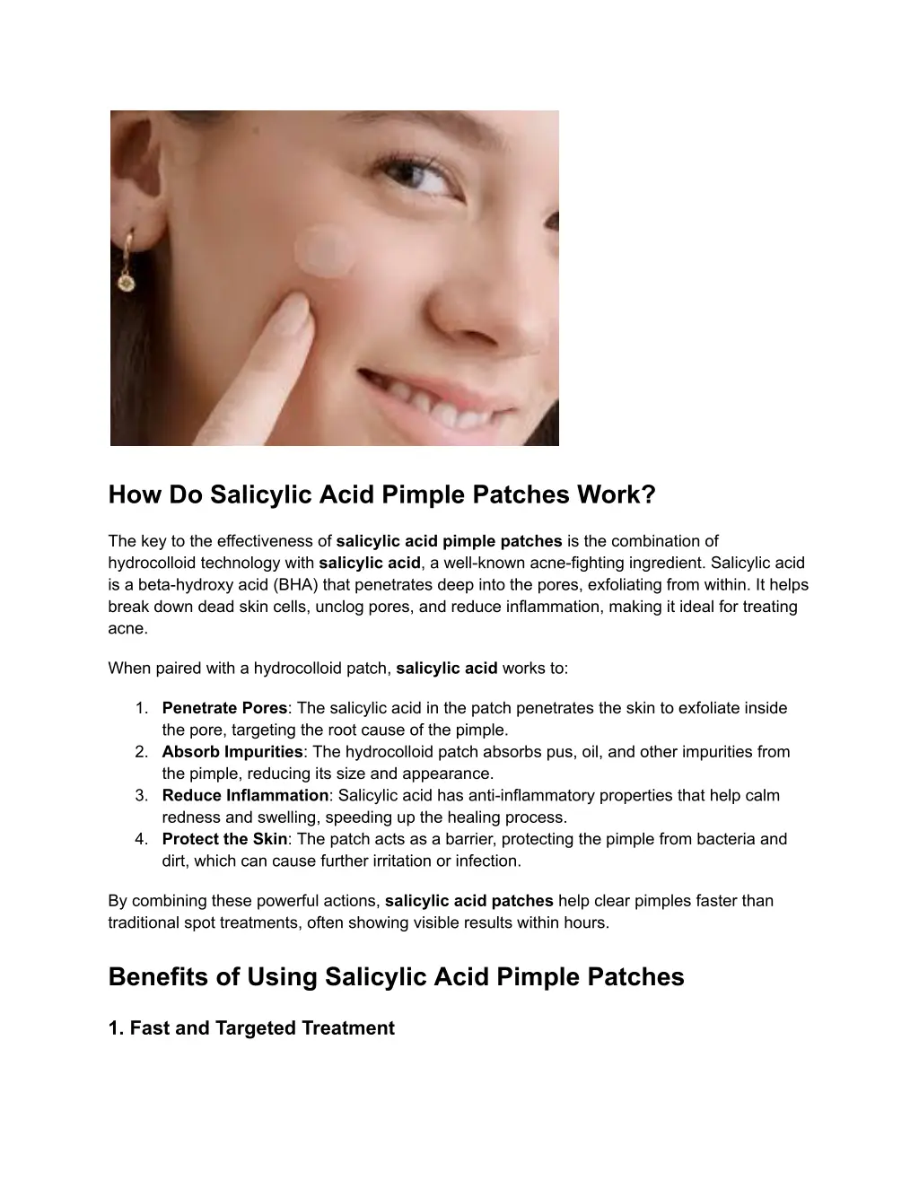 how do salicylic acid pimple patches work