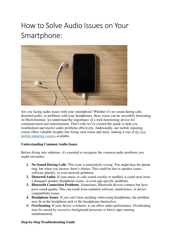 how to solve audio issues on your smartphone