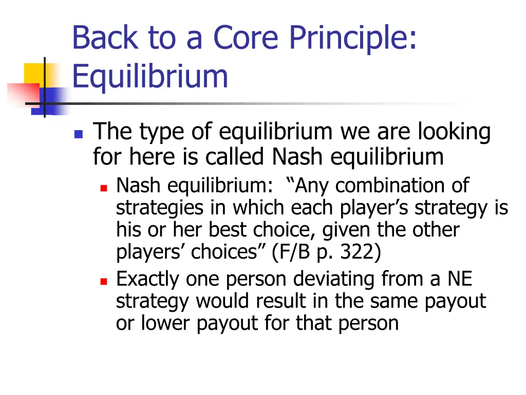 back to a core principle equilibrium