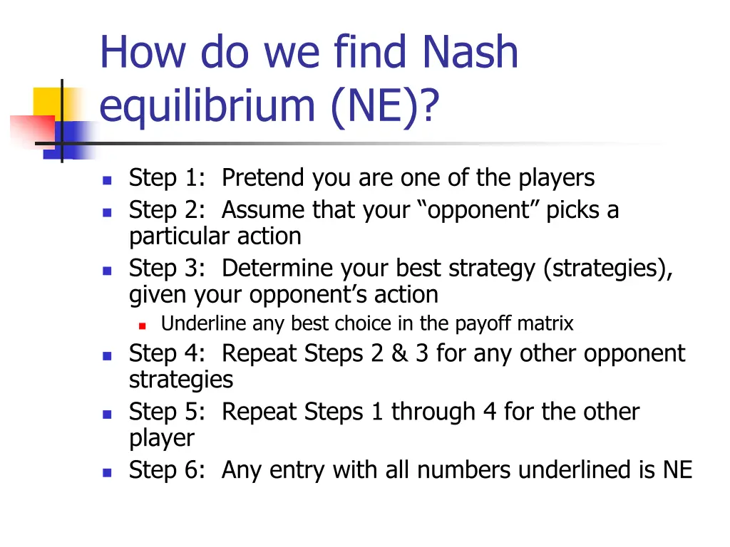 how do we find nash equilibrium ne