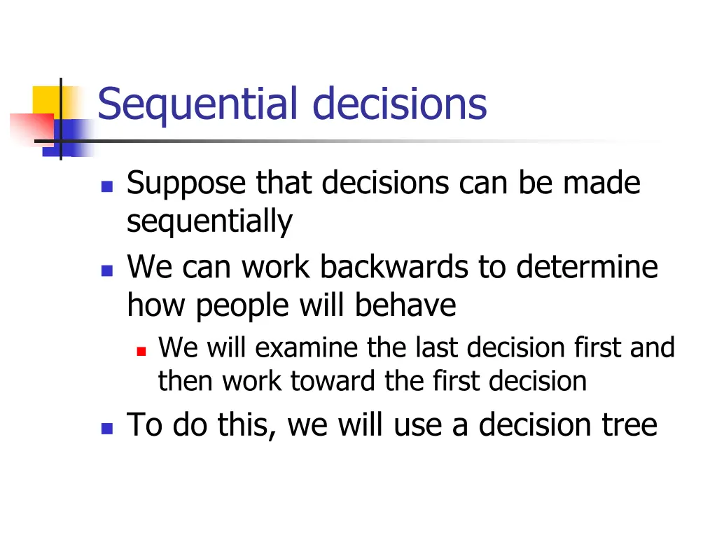 sequential decisions