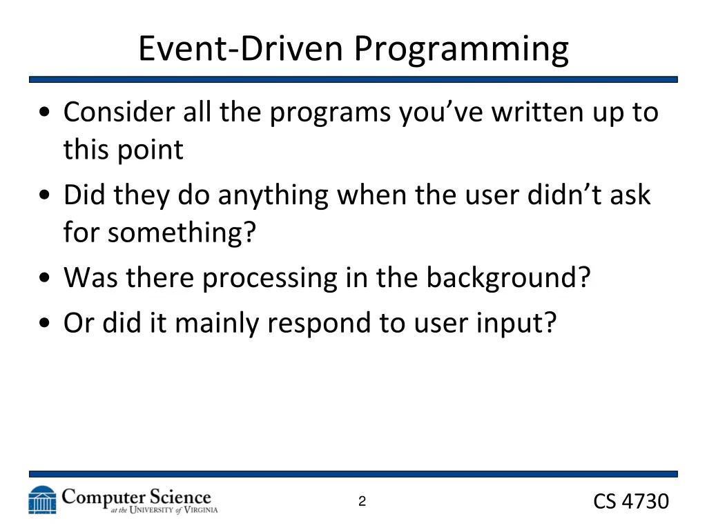 event driven programming