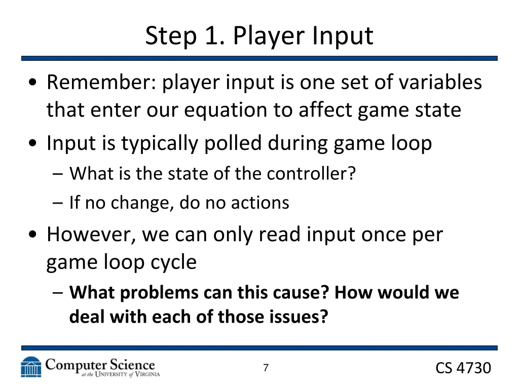 step 1 player input