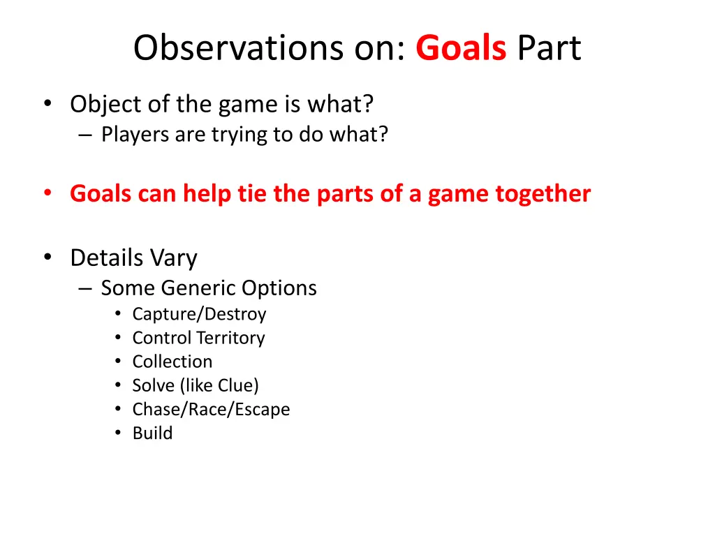 observations on goals part