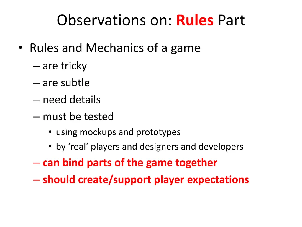 observations on rules part