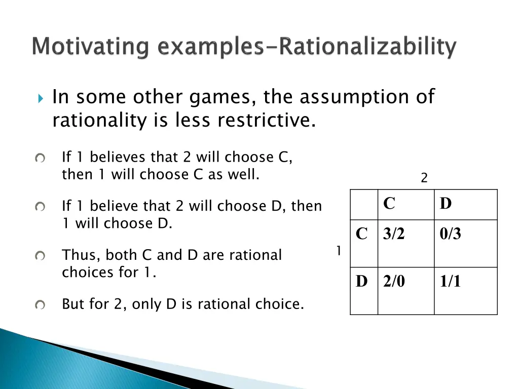 in some other games the assumption of rationality