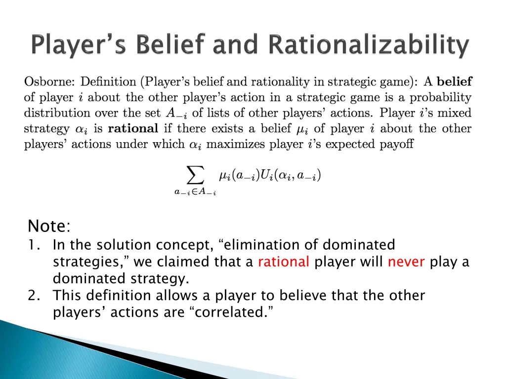 note 1 in the solution concept elimination