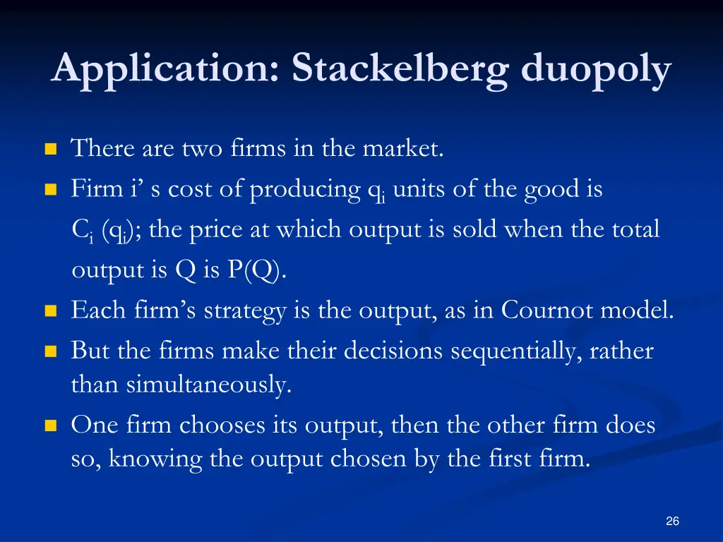 application stackelberg duopoly