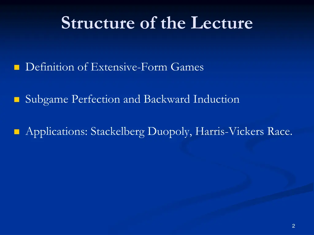 structure of the lecture