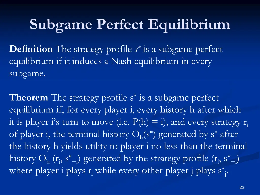 subgame perfect equilibrium