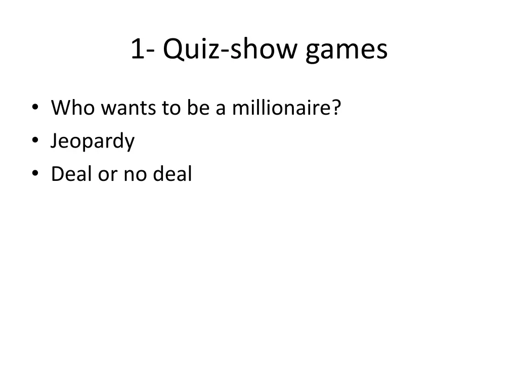 1 quiz show games