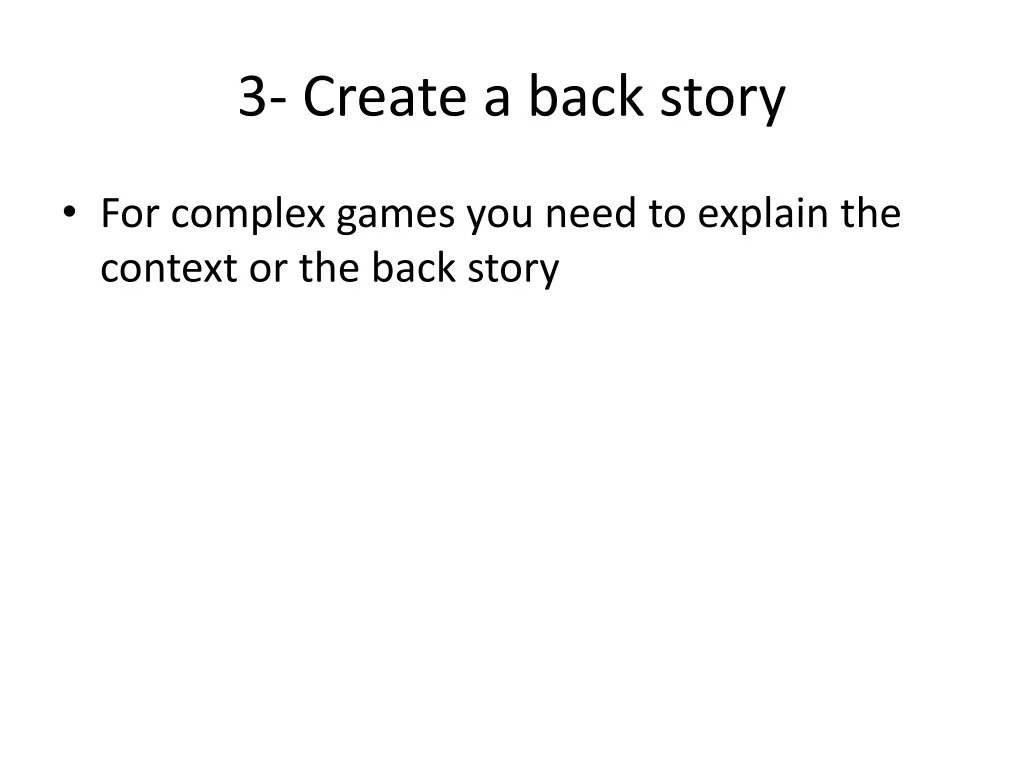 3 create a back story