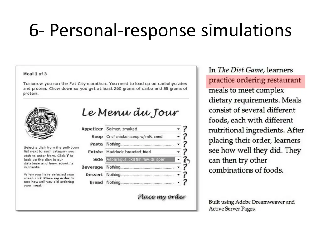 6 personal response simulations