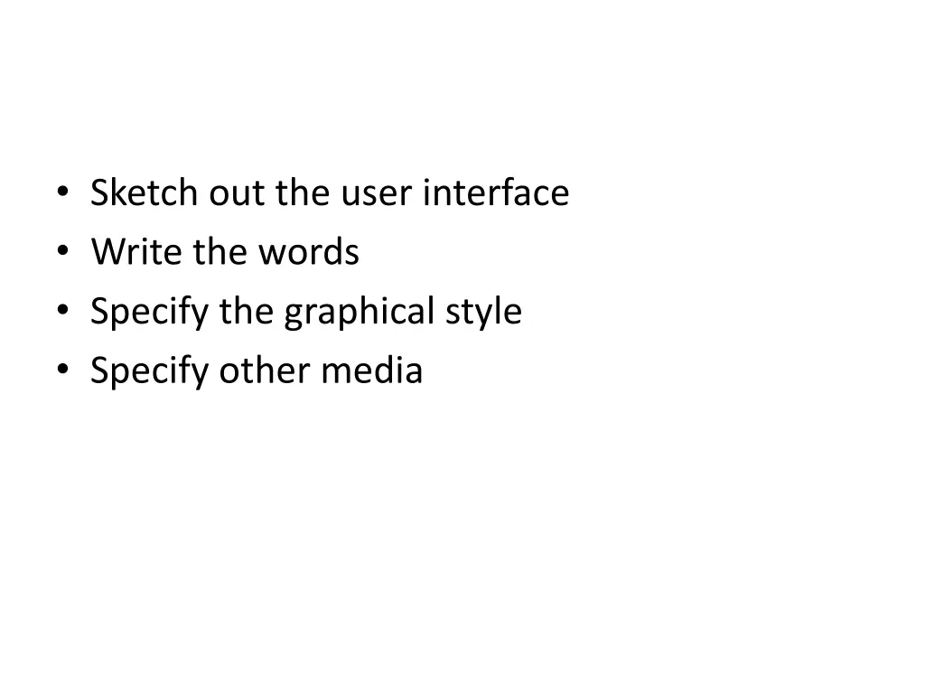 sketch out the user interface write the words