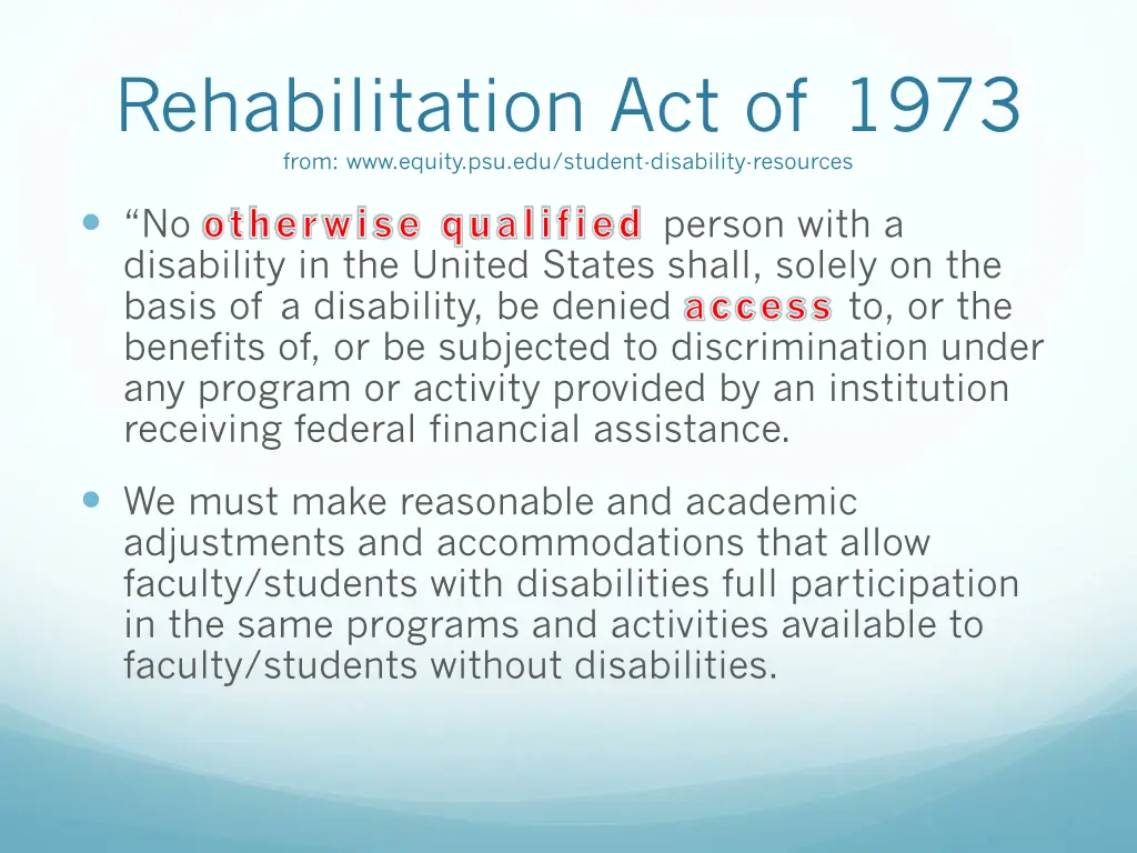 rehabilitation act of 1973 from www equity