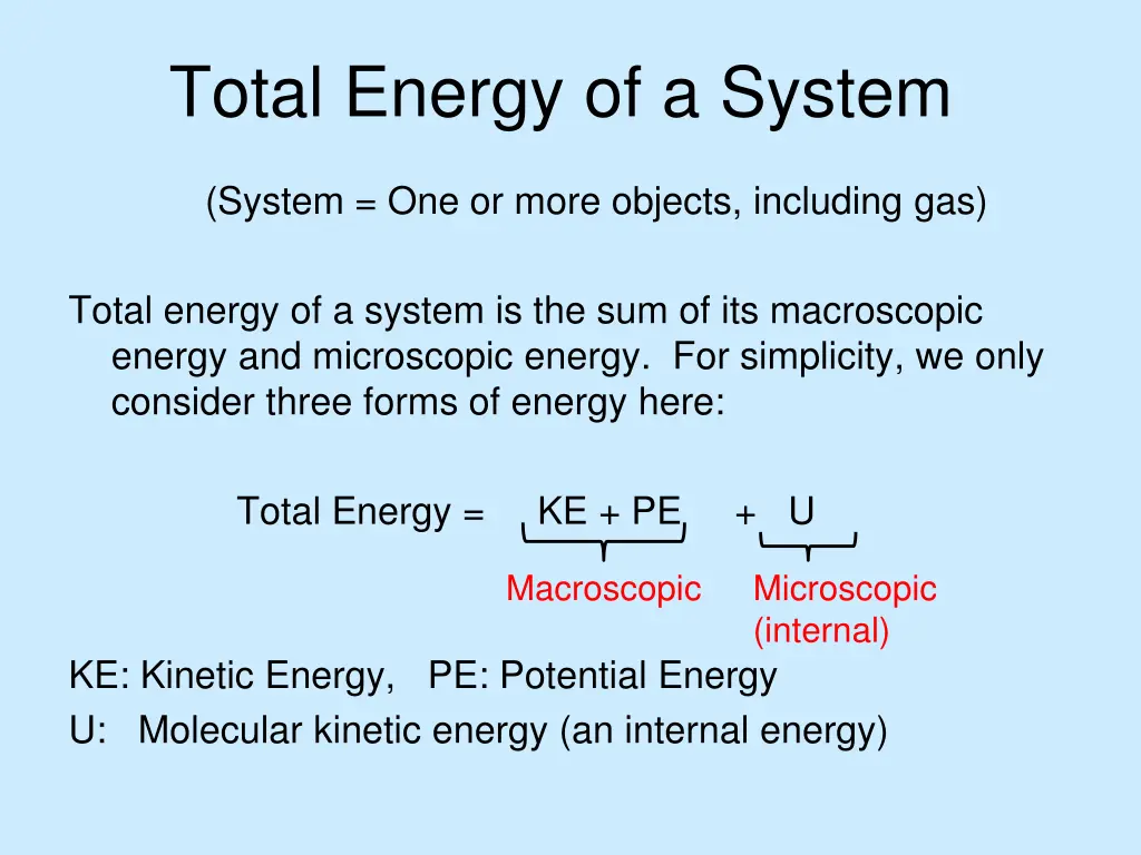 total energy of a system