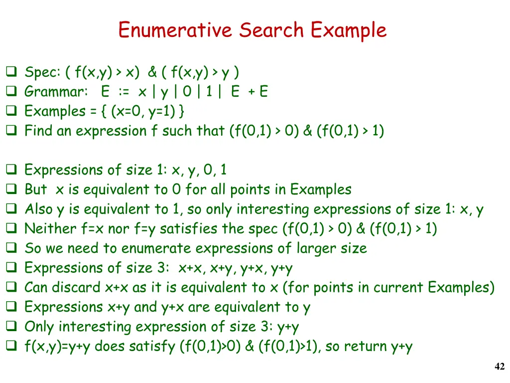 enumerative search example