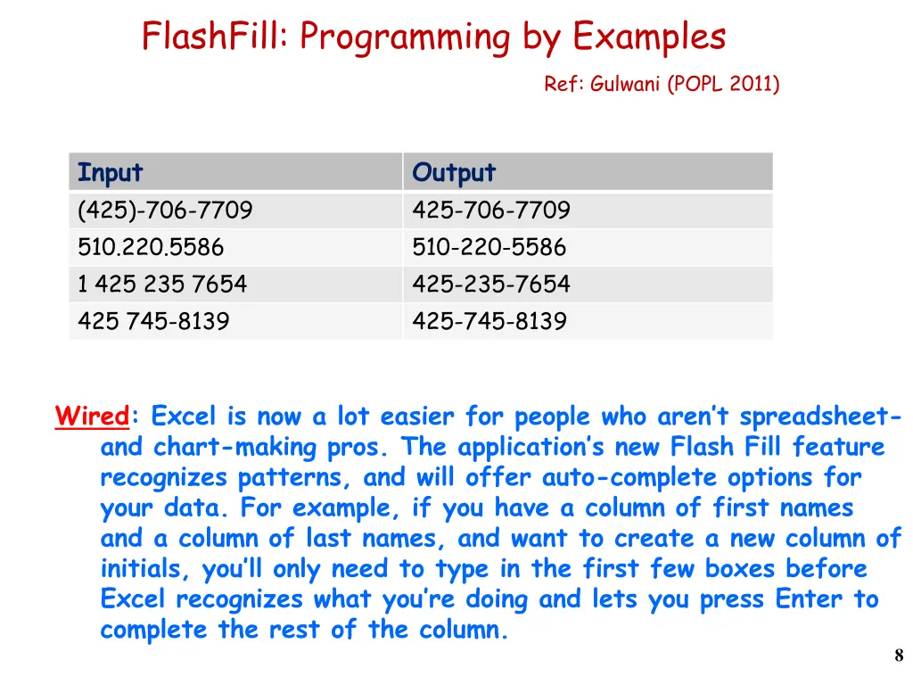 flashfill programming by examples