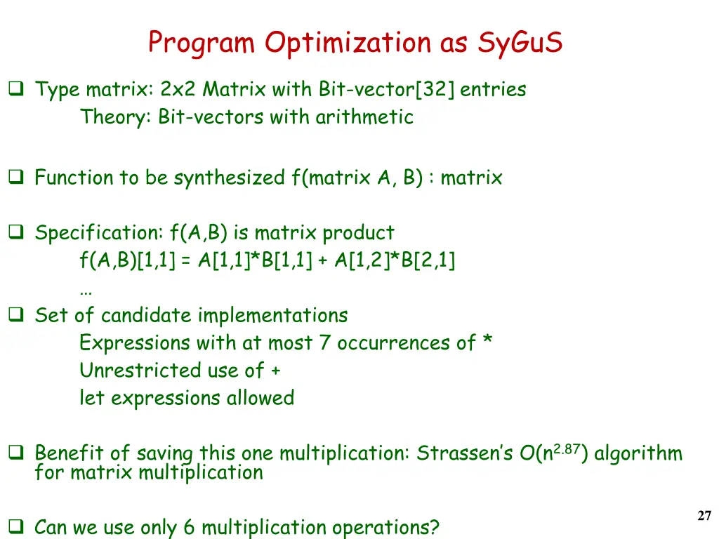 program optimization as sygus