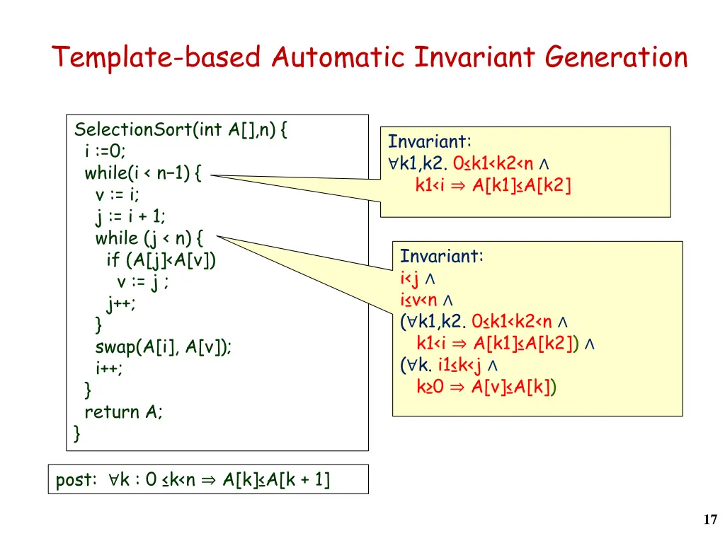 template based automatic invariant generation 1