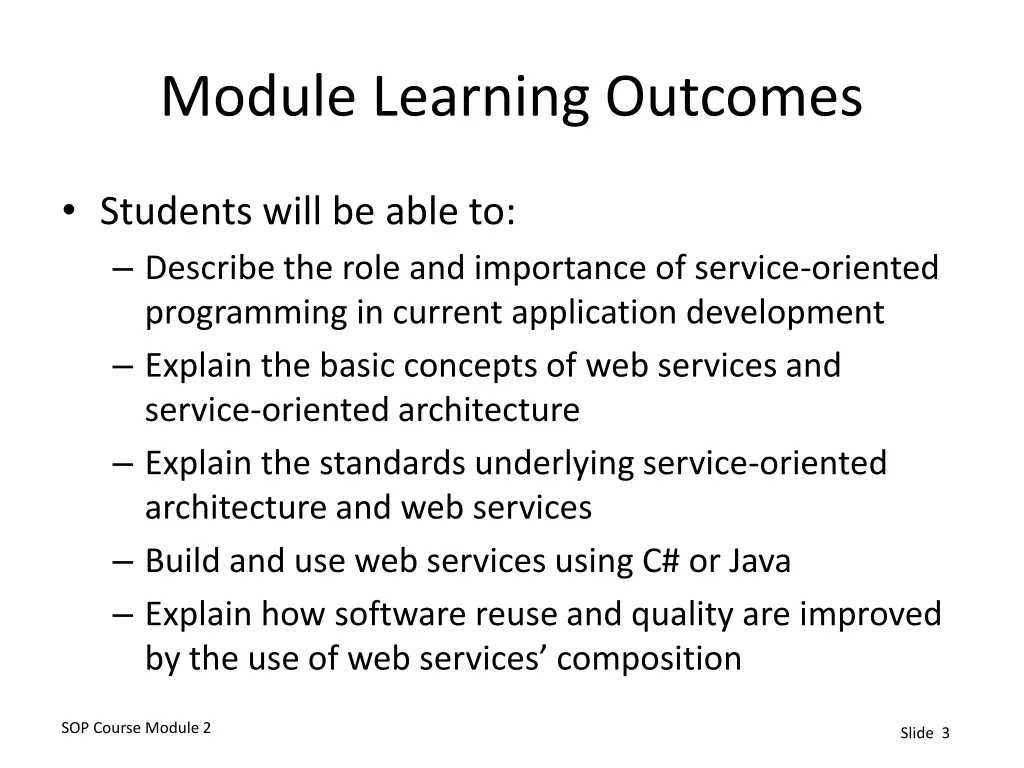 module learning outcomes