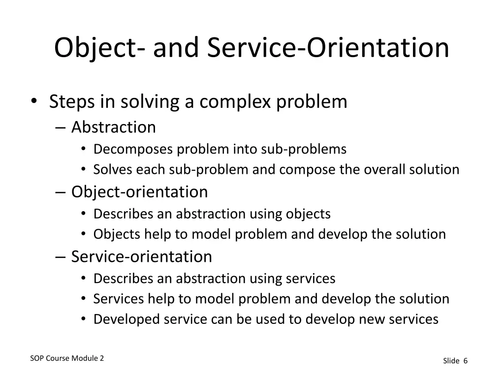 object and service orientation