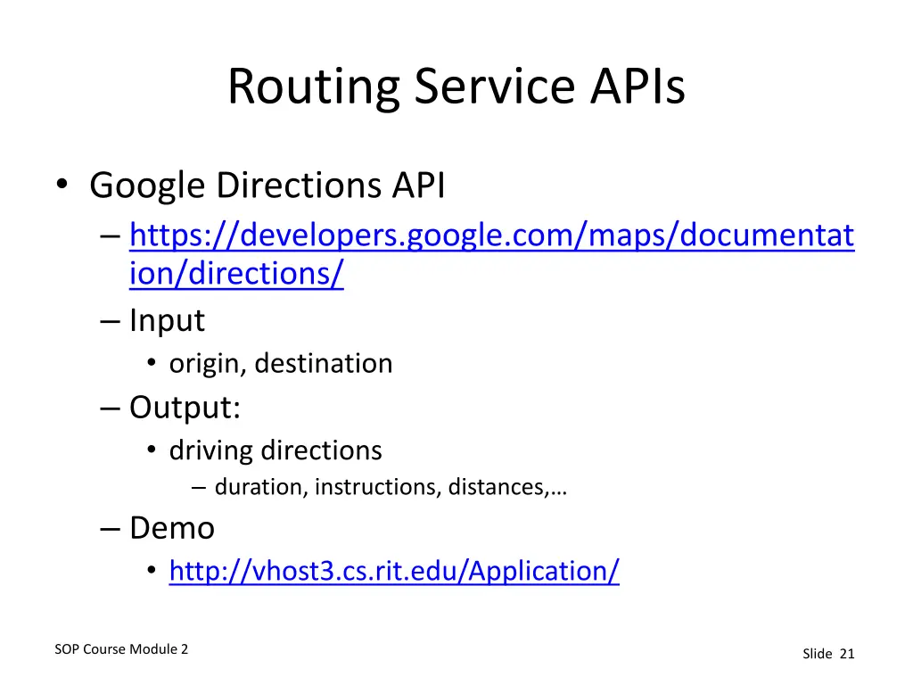 routing service apis