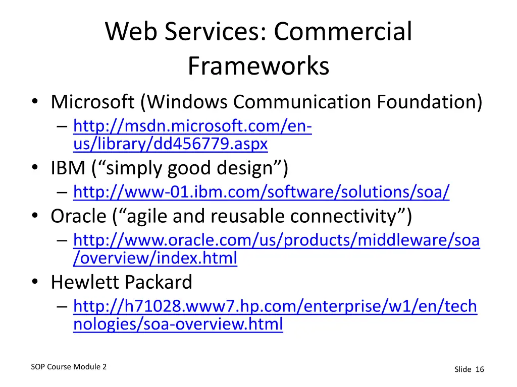 web services commercial frameworks microsoft