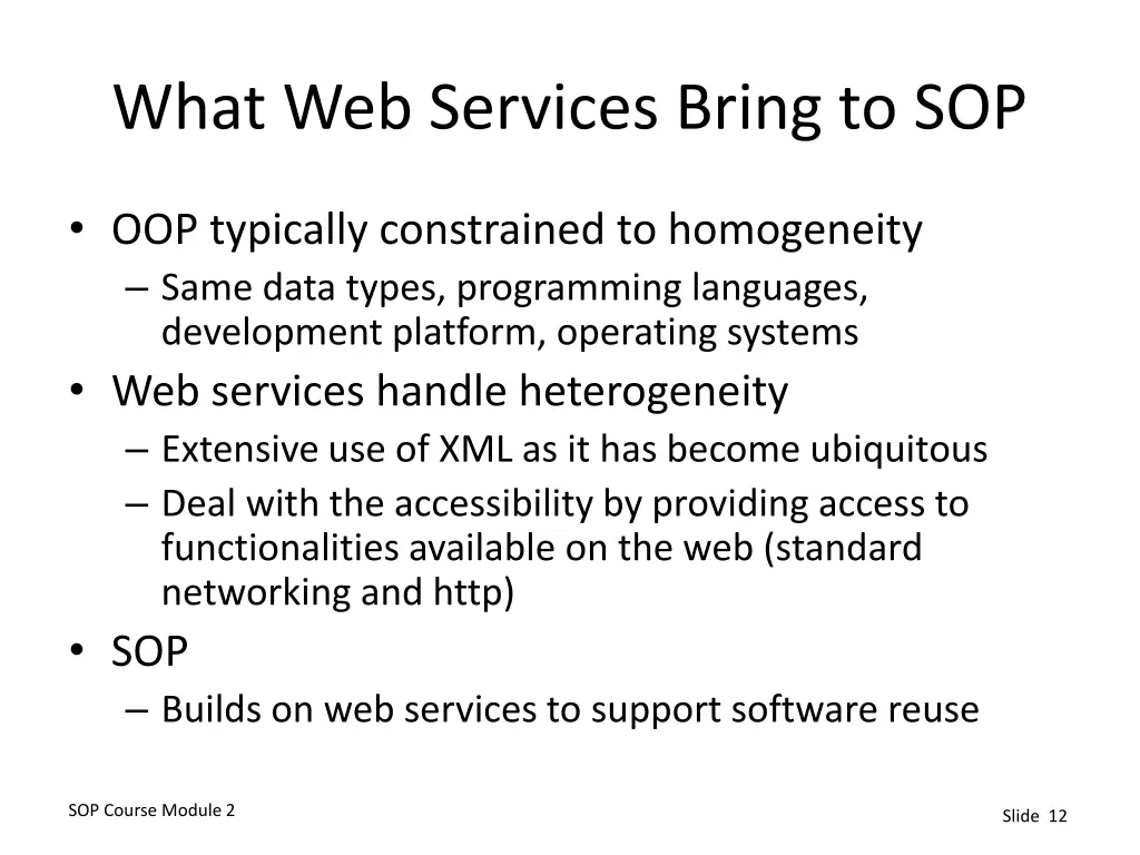 what web services bring to sop