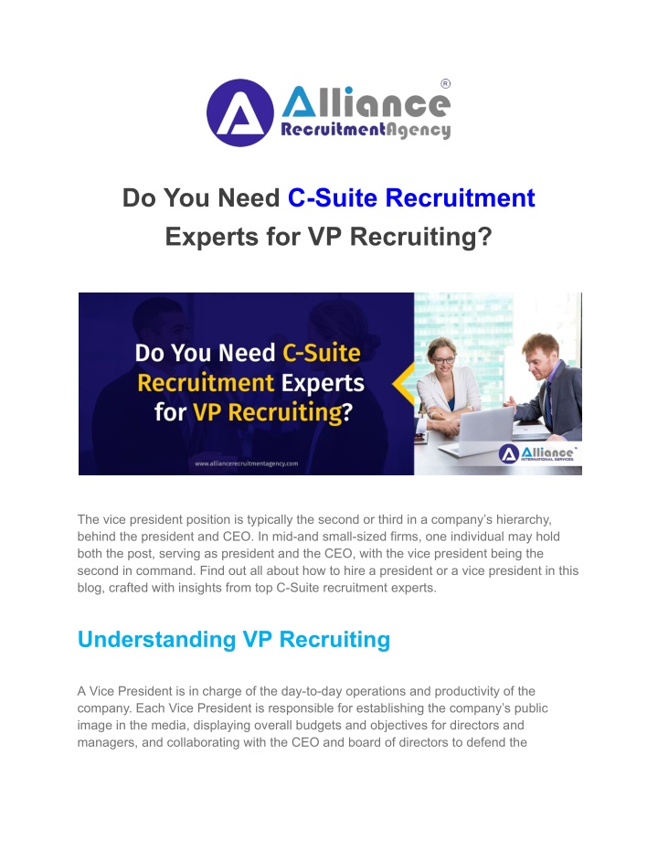 do you need c suite recruitment experts