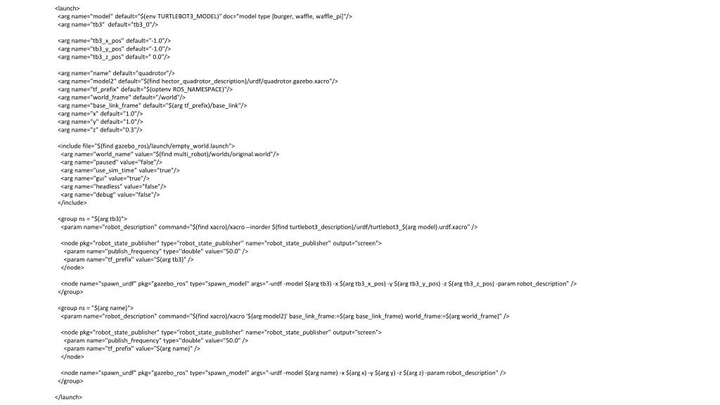 launch arg name model default env turtlebot3