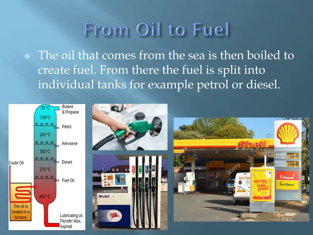 the oil that comes from the sea is then boiled