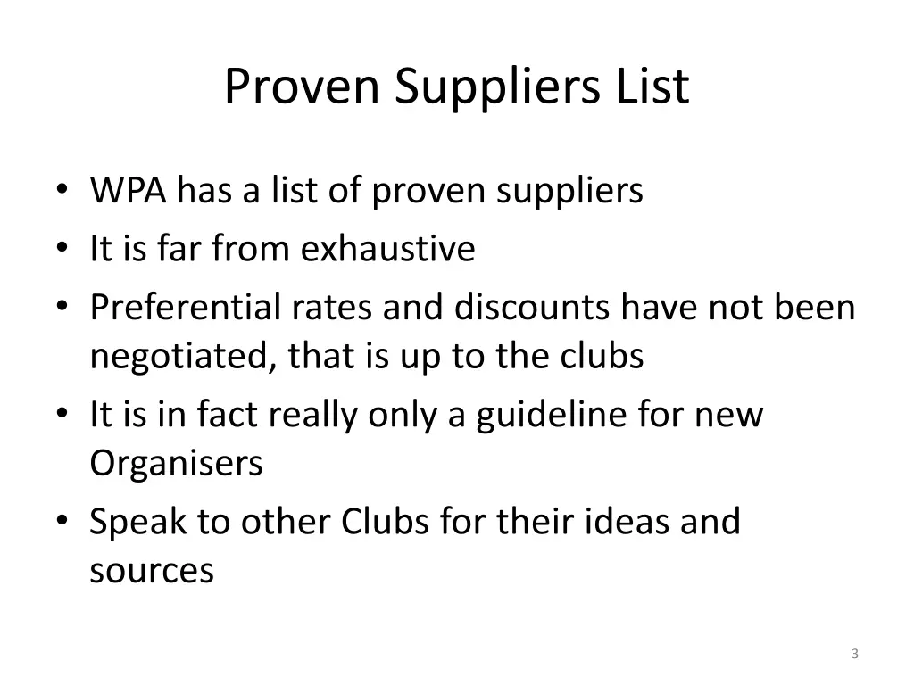 proven suppliers list