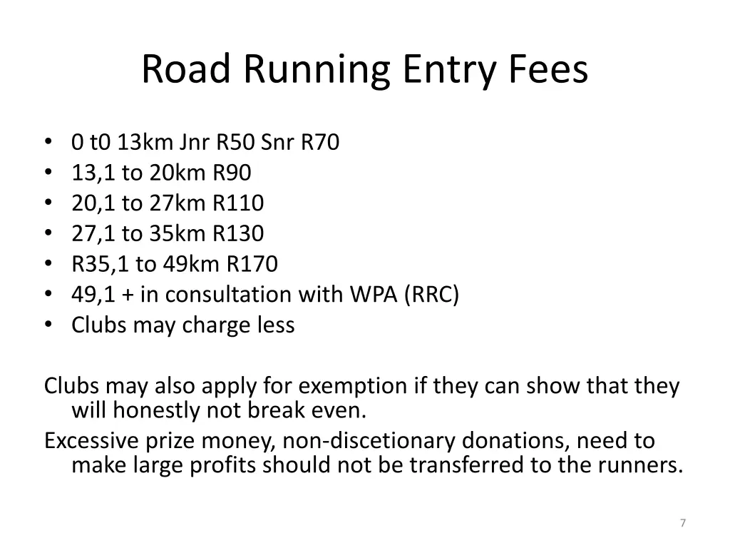 road running entry fees