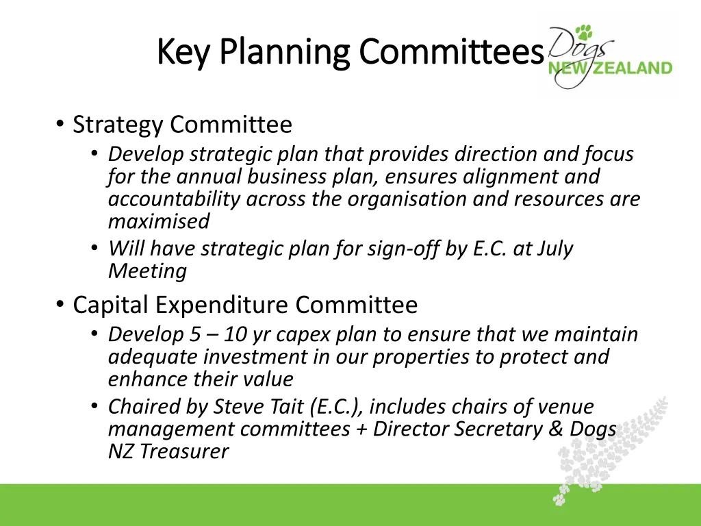 key planning committees key planning committees