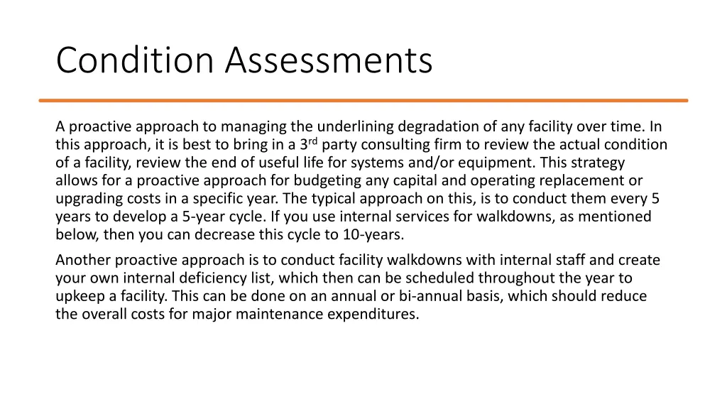 condition assessments