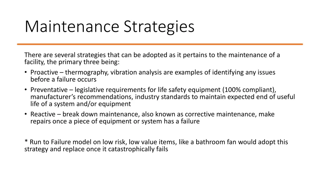 maintenance strategies