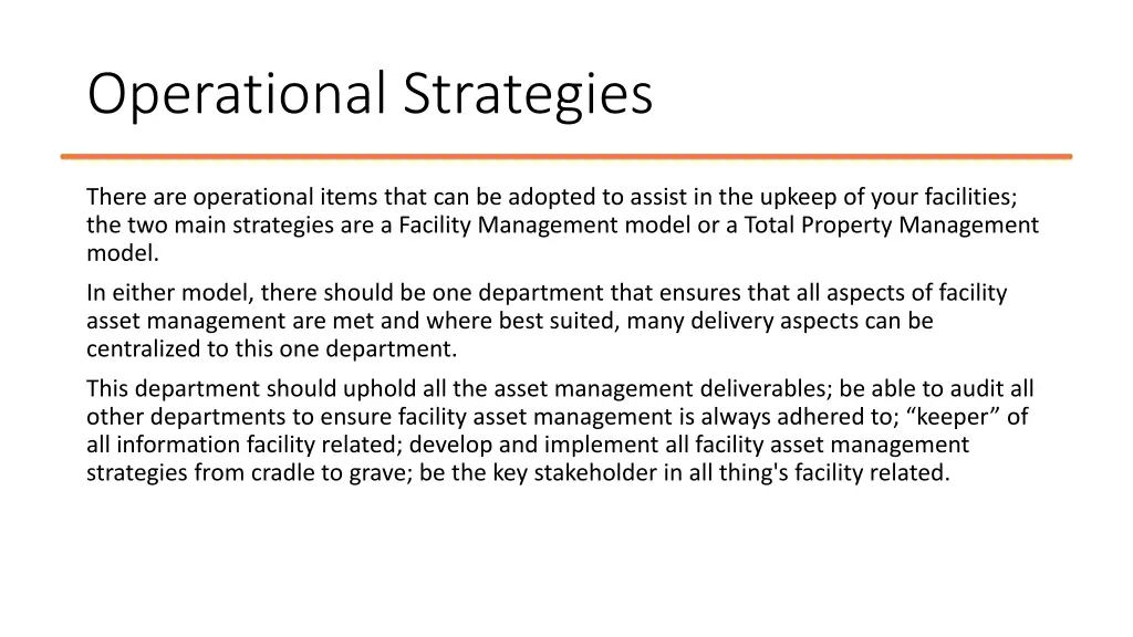 operational strategies